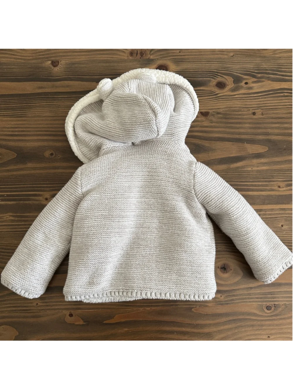 Carter’s Hooded Cardigan 12M Gray Sherpa Bear Ear Baby Sweater